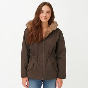 O'NEILL Olive Fur Outdoor Preppy Snow Winter City Cottage School Parka -Junior